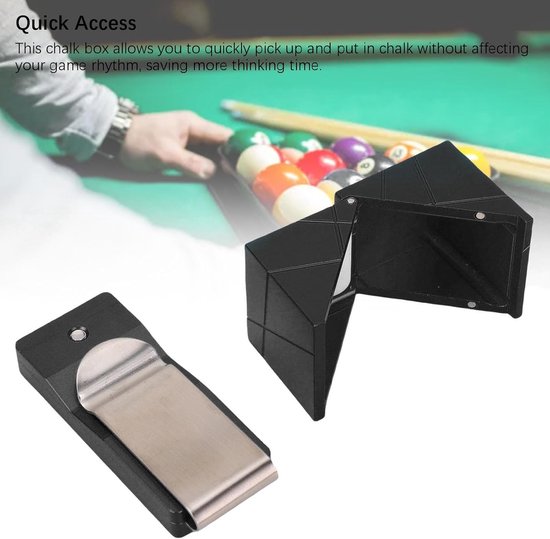 Krijthouder Pool Keu - Krijt Case - Biljart Spel - Aluminium Legering - 13 x 7 x 3 cm - Zwart — afbeelding 3