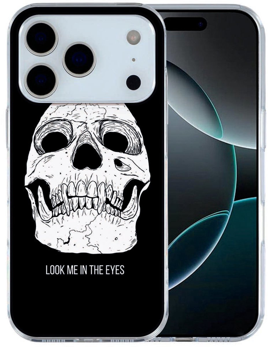 iPhone 17 Pro Max Hoesje Skull Eyes – Stoer TPU Cover met Schedel Print