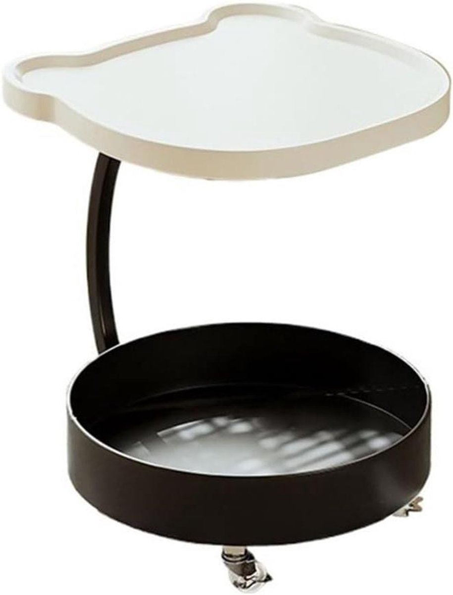 Bank bijzettafel - Kleine trolley - Woonkamer organiseren - C-vormig ontwerp - One Size - Wit
