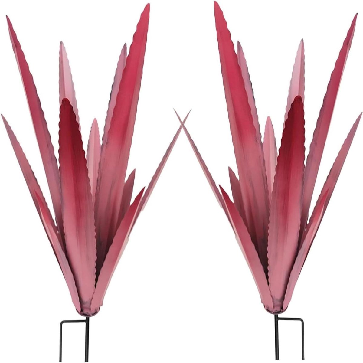Metalen Agave Plant - Tuin Sculptuur - Buiten Decoratie - Handgemaakt Ontwerp - 32x53cm - Roze