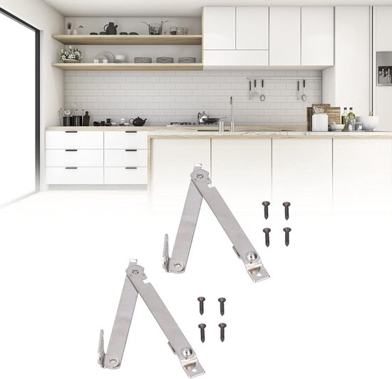 Vouwsteunen van RVS voor houten kisten en meubels, 2 stuks met montagemateriaal voor extra veiligheid — afbeelding 4