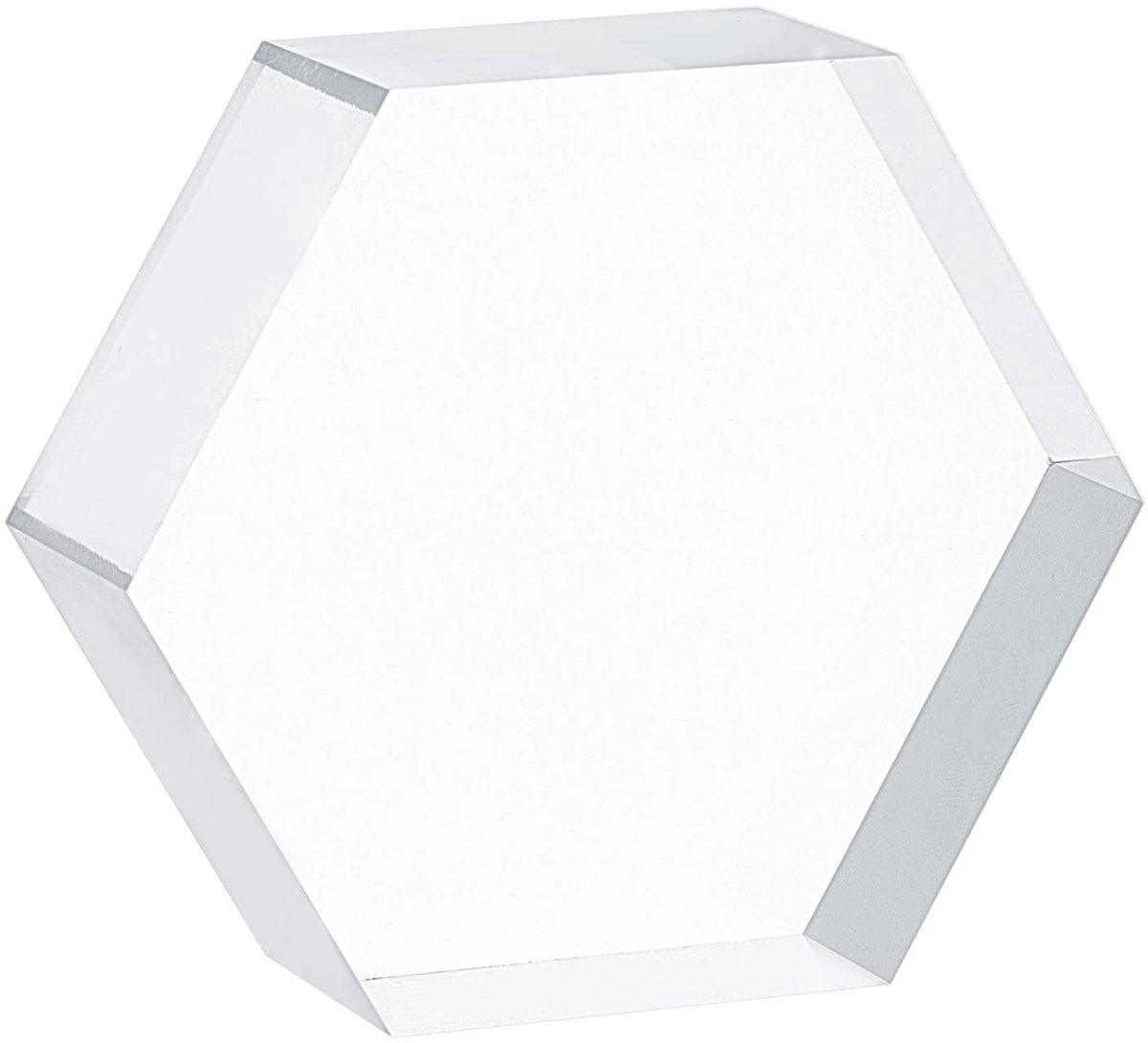 Dailygoods - Dailygoody - Helder Acryl Displayblok - Zeshoekige Basis - Hoge Transparantie - 7,7 x 6,7 x 2,5 cm - Fotografie en Verzamelobjecten - Ideaal voor Mini