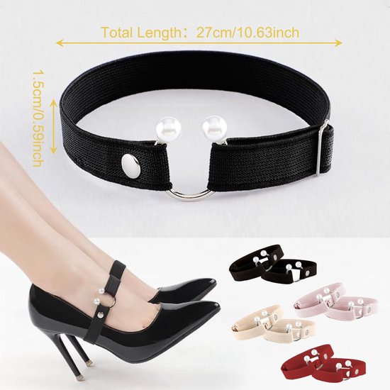 Dailygoods - Dailygoody - Verstelbare Hoge Hakken Schoenbanden - Elastische Straps - Ideaal voor Feestjes - Zwart - Schoenaccessoires - Verhoogt Comfort en Stabili.. — afbeelding 3