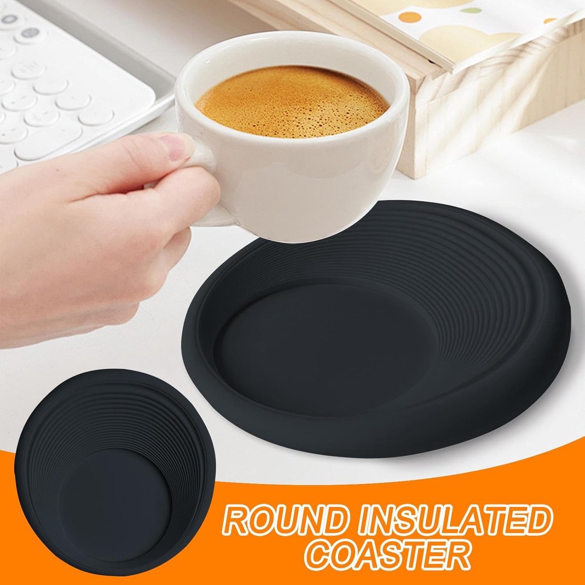 Siliconen Onderzetters - Drank Coasters - Tafel Beschermen - Antislip Ontwerp - 16x15 cm - Zwart