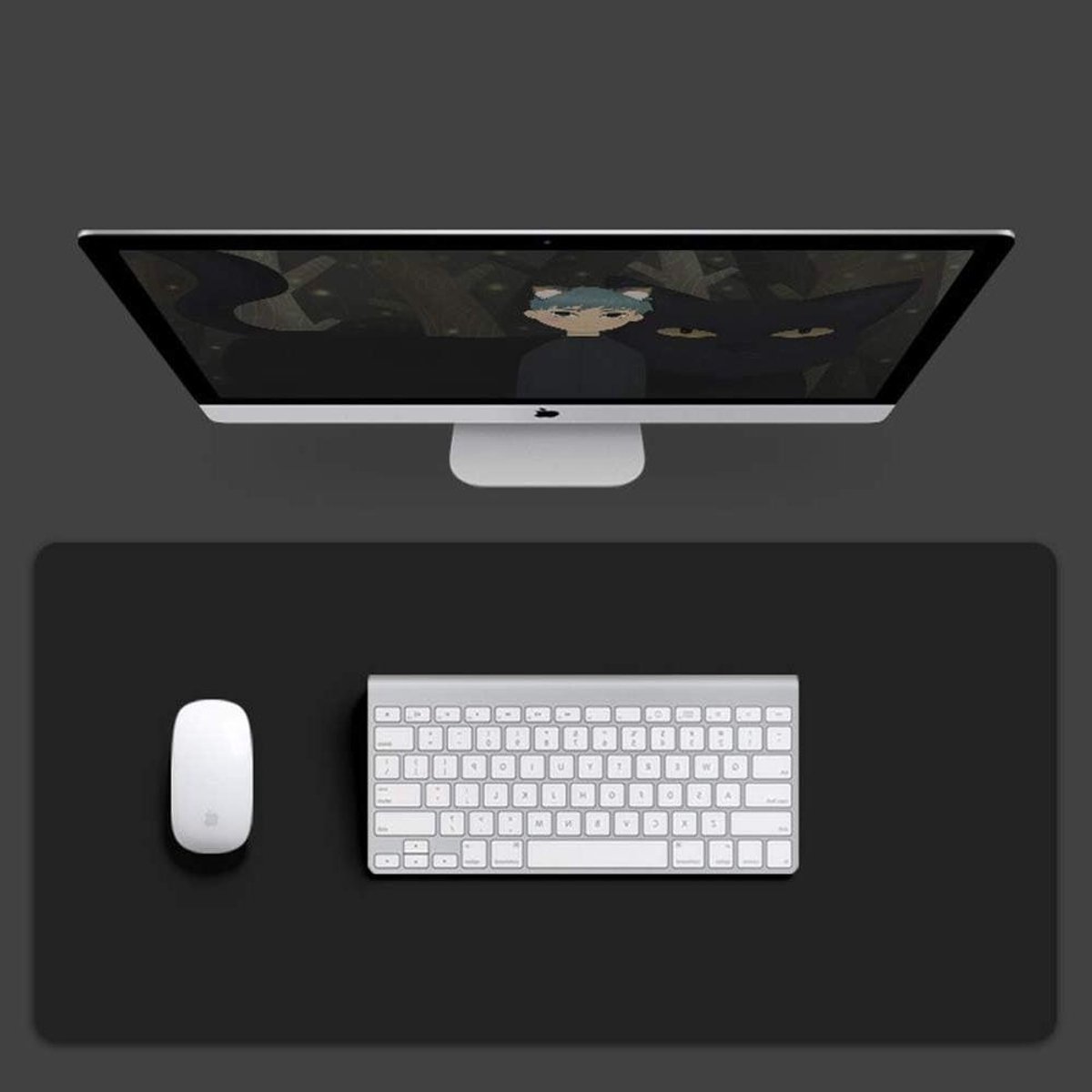 Office Desk Pad PC and Laptop Desk Mat Blotter Waterproof Mouse Pad Large Smooth Writing Pad Scratch Resistant PU Leather-80X40cm-Black