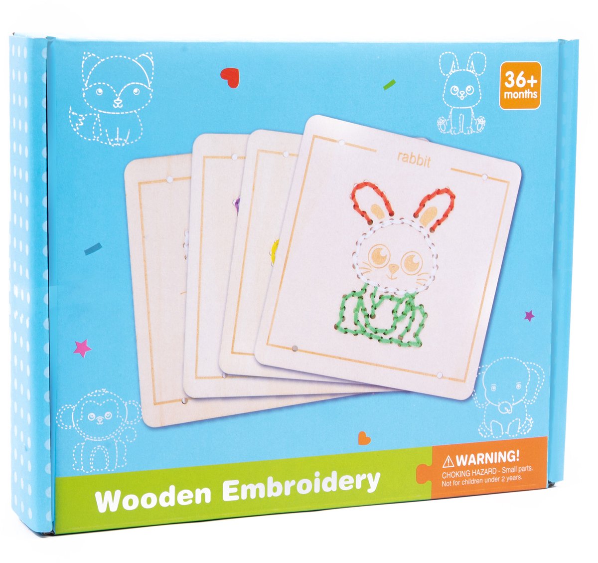 Ryoudavell - Montessori Houten Veterdierenspeelgoed - borduurpakket - Fijne Motoriek Oefenbord - speelgoed - Educatief Zintuiglijk Speelgoed - Cadeau Voor Jongens En Meisjes 3-6 Jaar