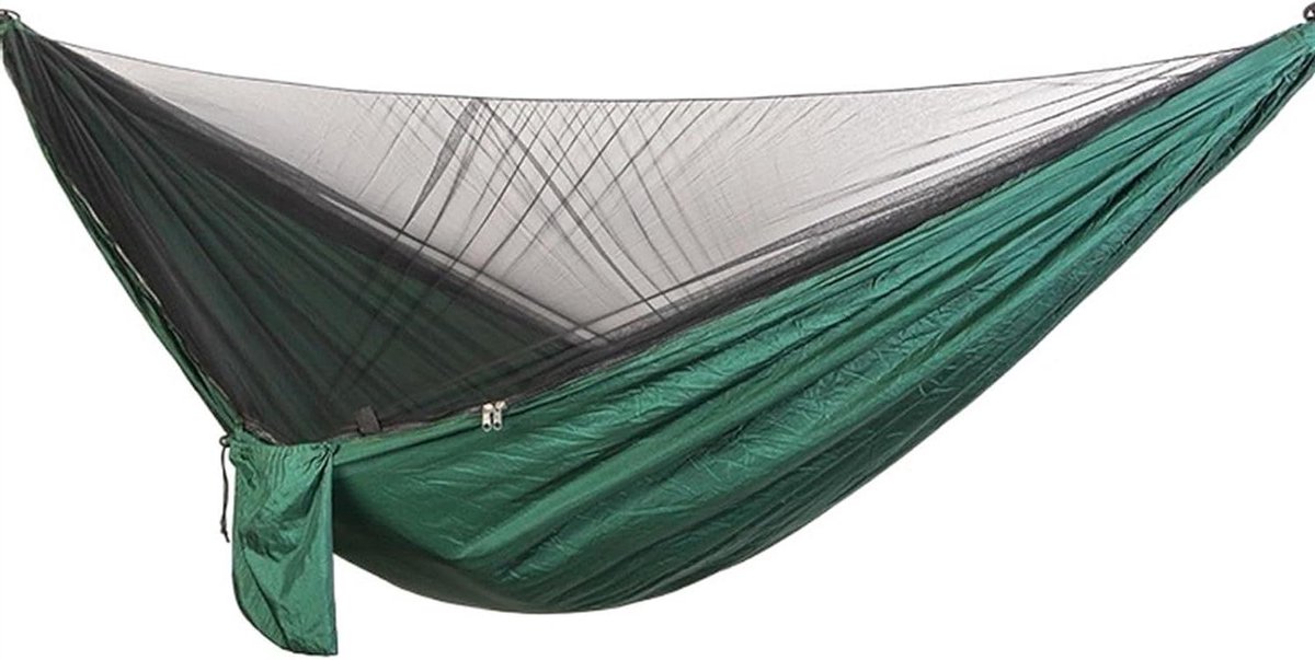 Outdoor Hangmat - Reishangmat Kampeerhangmat - Ontspannen Buiten - Met Geïntegreerd Net - 290x140 Cm - Groen