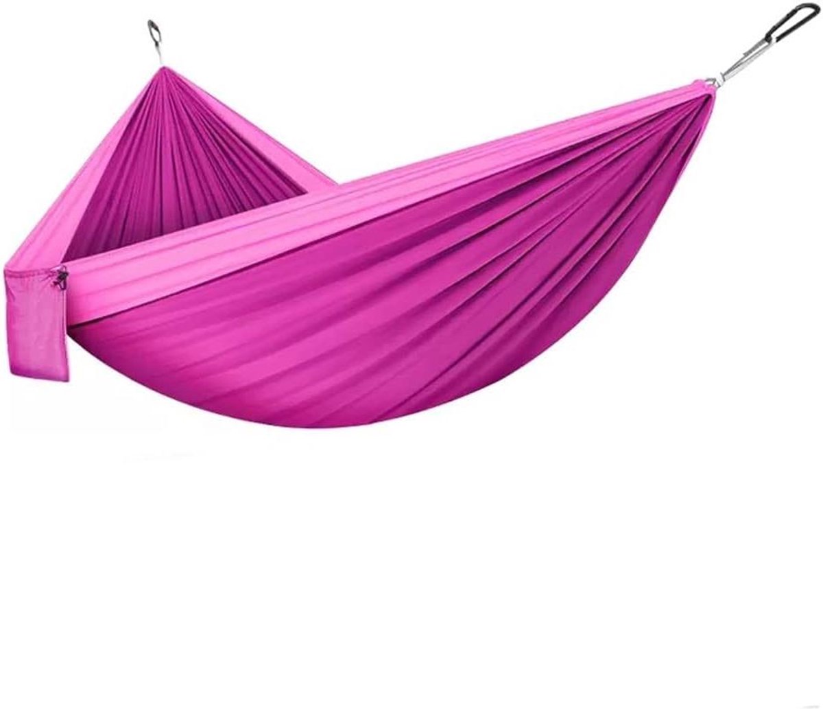 Draagbare hangstoel - Reis hangmat - Buiten ontspannen - Anti-oprolbaar ontwerp - 260 x 140 cm - Roze