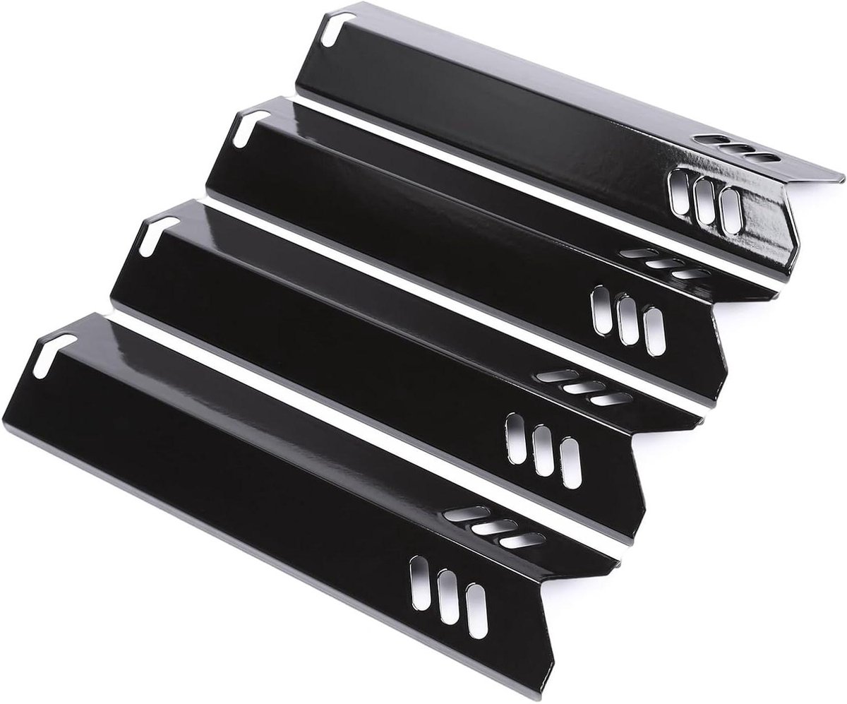 Grill Hitteplaat - Branderafdekking - Barbecue Onderhoud - Porselein Staal - 4-Pack - Zwart
