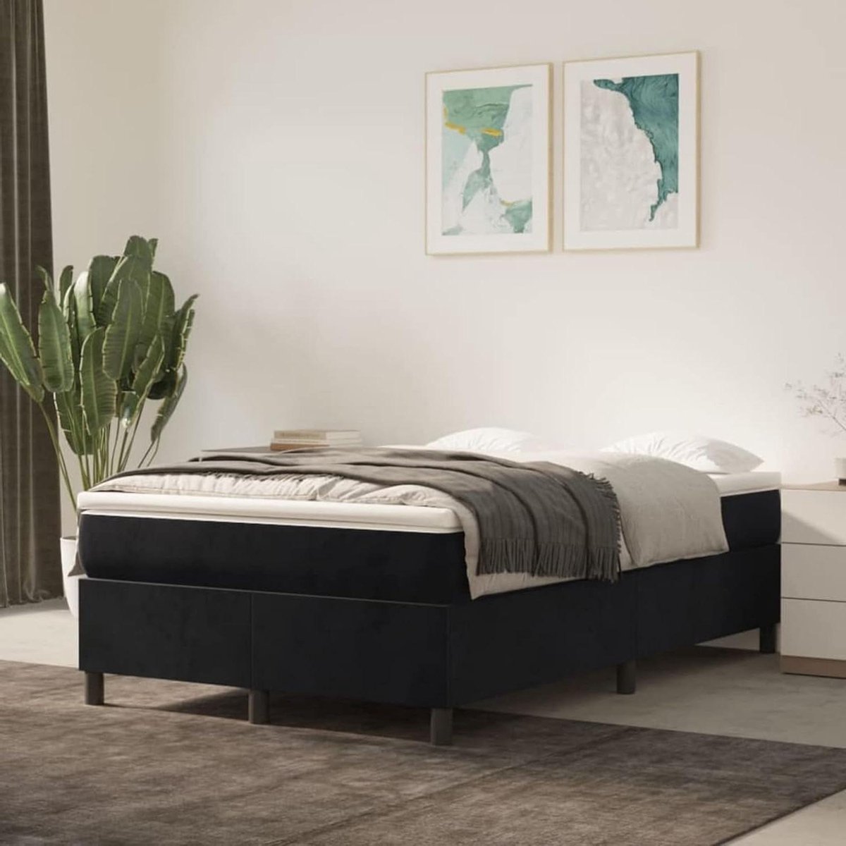Boxspringbed Frame - Gestoffeerd Bed - Rustgevende Slaap - Zacht Fluweel - 120 x 200 cm - 