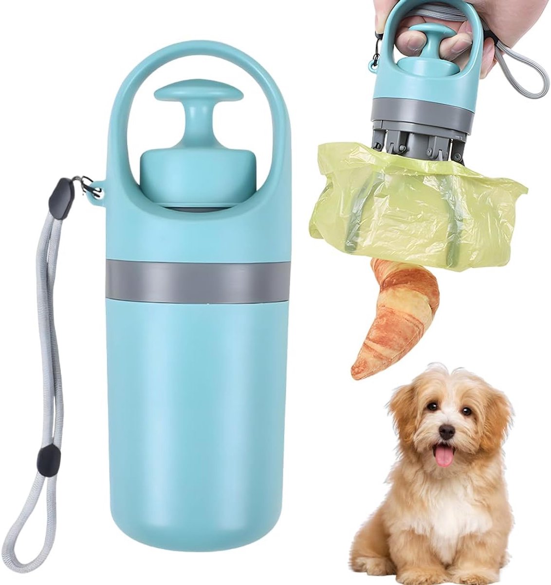 Draagbare Hondenpoepsche - Met zakdispenser - Poepschep - Poepgrijper - Poepschepper Voor Honden - Hondenuitwerpselenkiezer - Inclusief vuilniszakken - Voor buiten en onderweg - 18*7cm - Blauw