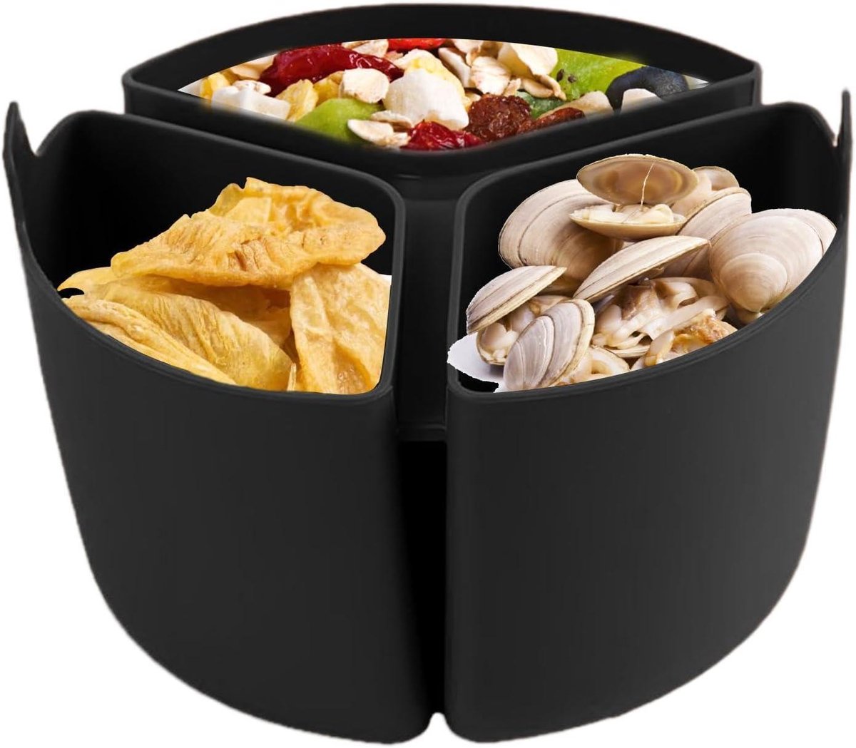 Slow Cooker Inzet - Maaltijd Scheider - Porties Koken - Drie Compartimenten - 18x12cm - Zwart