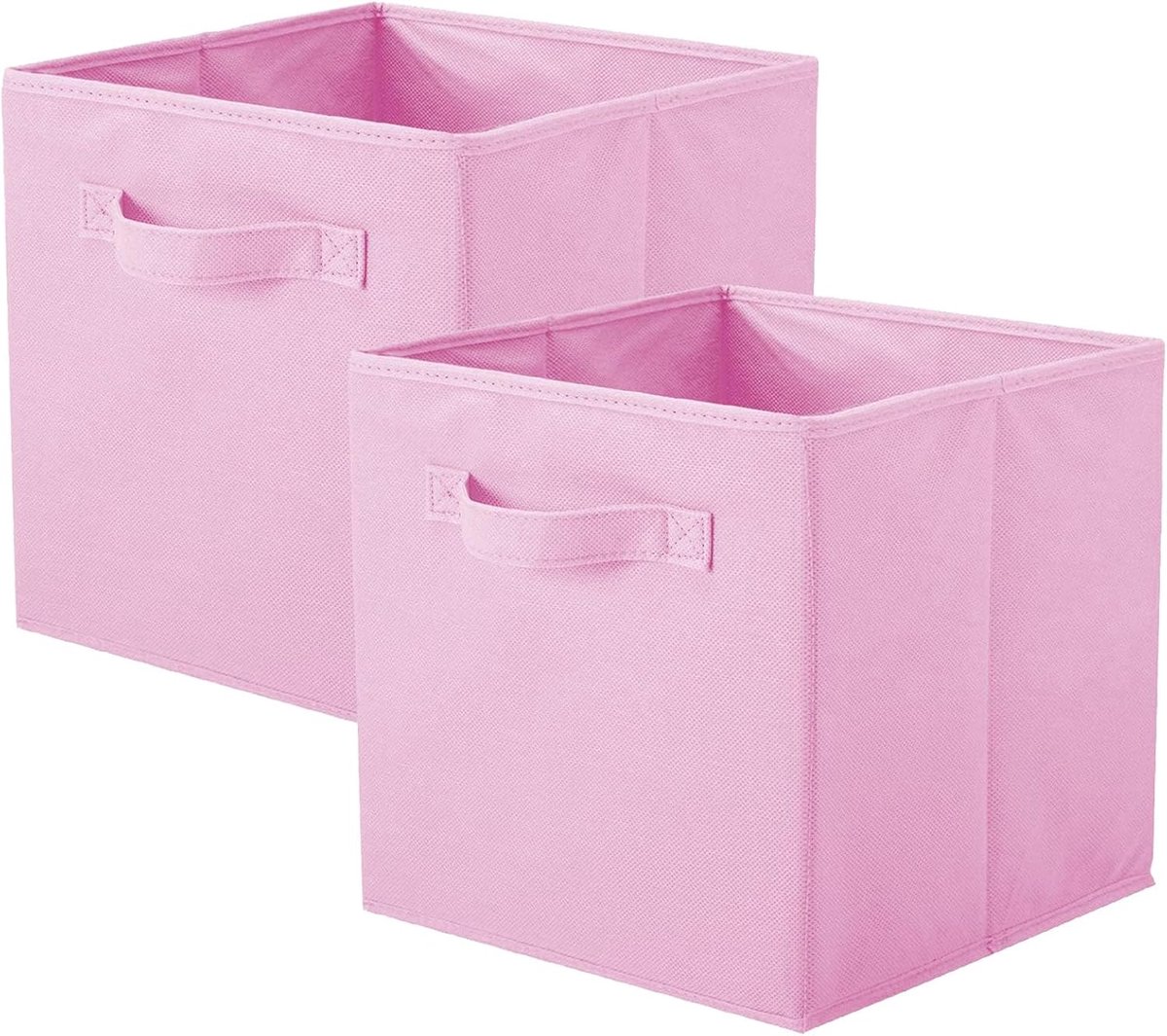OLOEY Opvouwbare opbergdoos met handvat-stoffen opvouwbare opbergdoos-geschikt voor kastplanken-duurzame opbergdoos-27 cm x 27 cm x 27 cm-2 stuks-roze