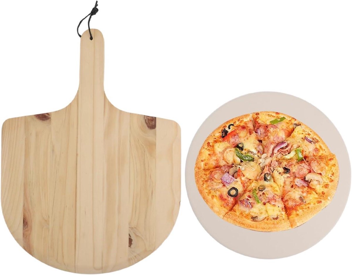 Pizzasteen Set - Bakplaat Oven - Pizza Brood Bakken - Gelijkmatige Warmte - One Size - Zwart
