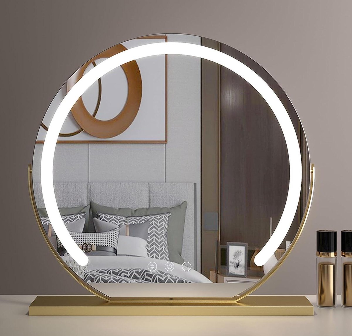 LED Kapspiegel - Verlichte Spiegel - Make-up Aanbrengen - Drie Kleurmodi - 40cm - Goud