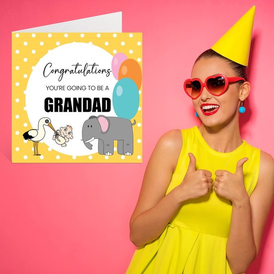 New Baby Card Unisex - Baby Announcement Grandpa - Congratulations Baby Cards Newborn, Well Done Congratulations New Baby Cards, Welcome To The World Home Gifts, 145mm x 145mm Baby — afbeelding 2