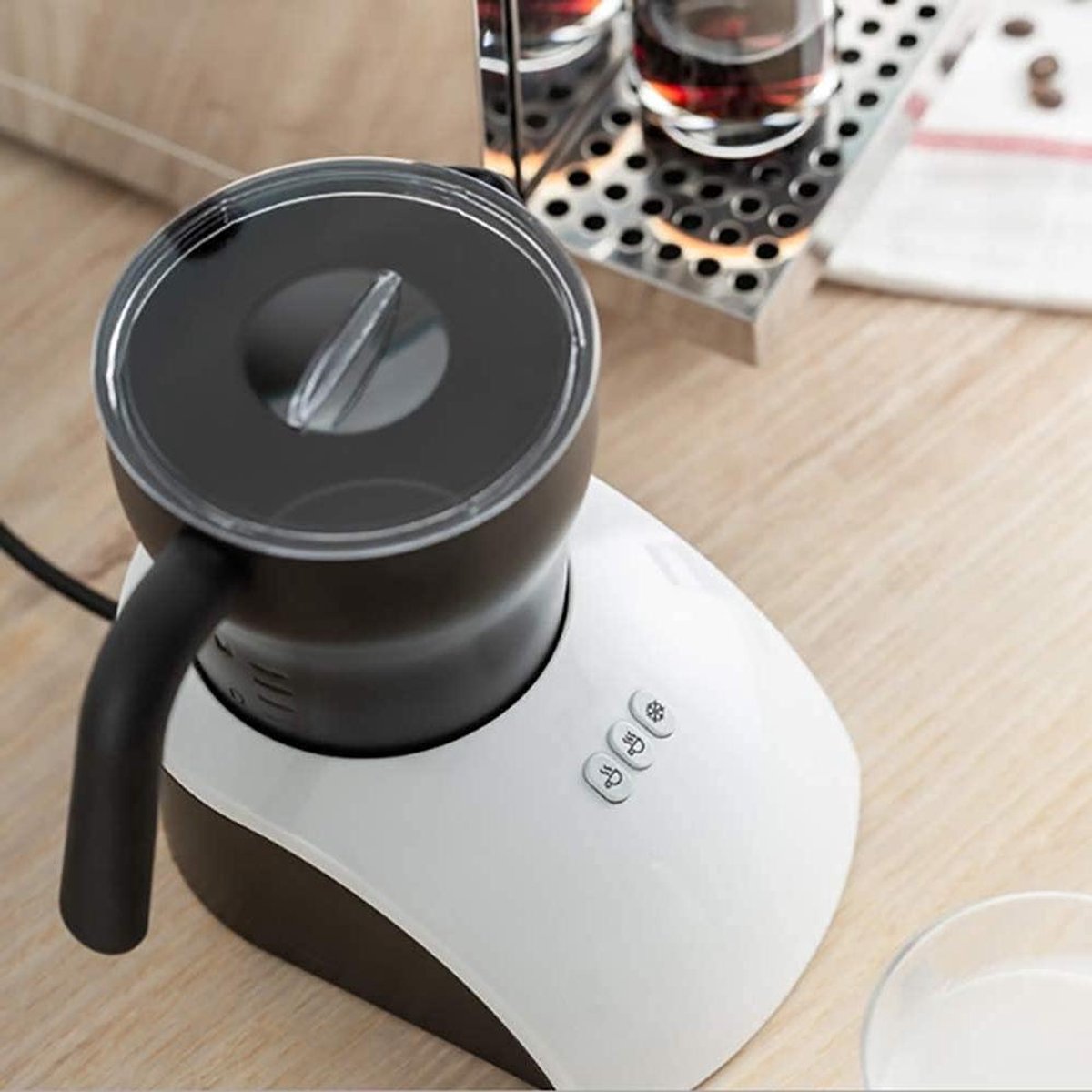 Elektrische Melkopschuimer - Warme Chocolademelk Maker - Koffie Creëren - Grote Capaciteit - 250 ml - Zilver