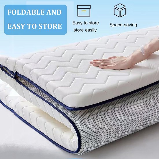 Opvouwbare futonmatras - Japanse vloermatras - Comfortabel slapen - Hoge dichtheid schuim - 70 x 190 cm - Wit — afbeelding 2