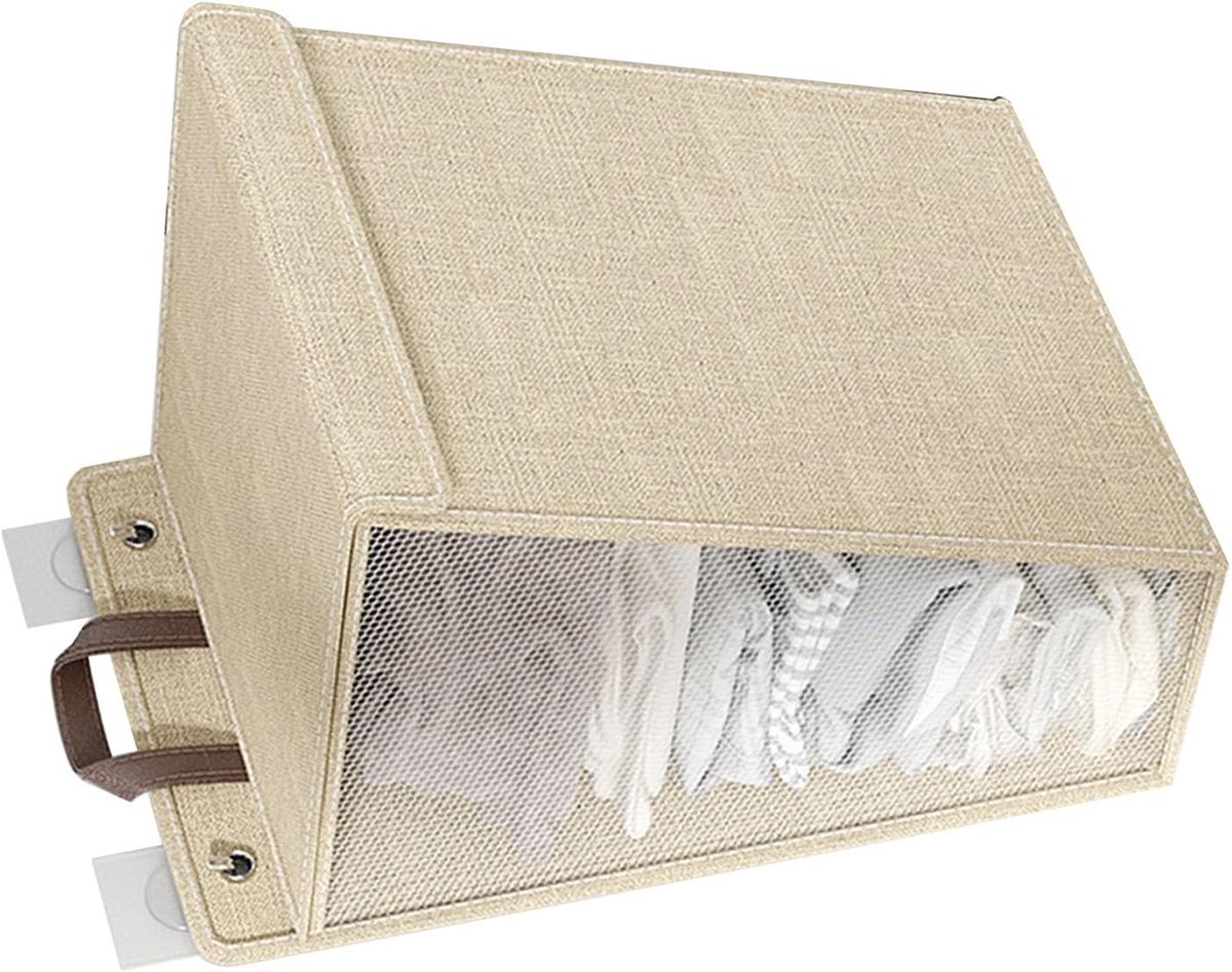 Wasmand - Kledingmand - Opruimen Huis - Opvouwbaar Wandmodel - 48x36x2 cm - Beige