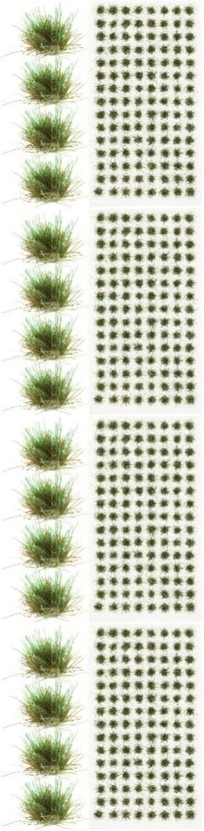Miniatuur Gras Tuft - Kunstgras Clusters - Modelbouw Decoratie - Realistisch Uiterlijk - 4 Stuks - Groen