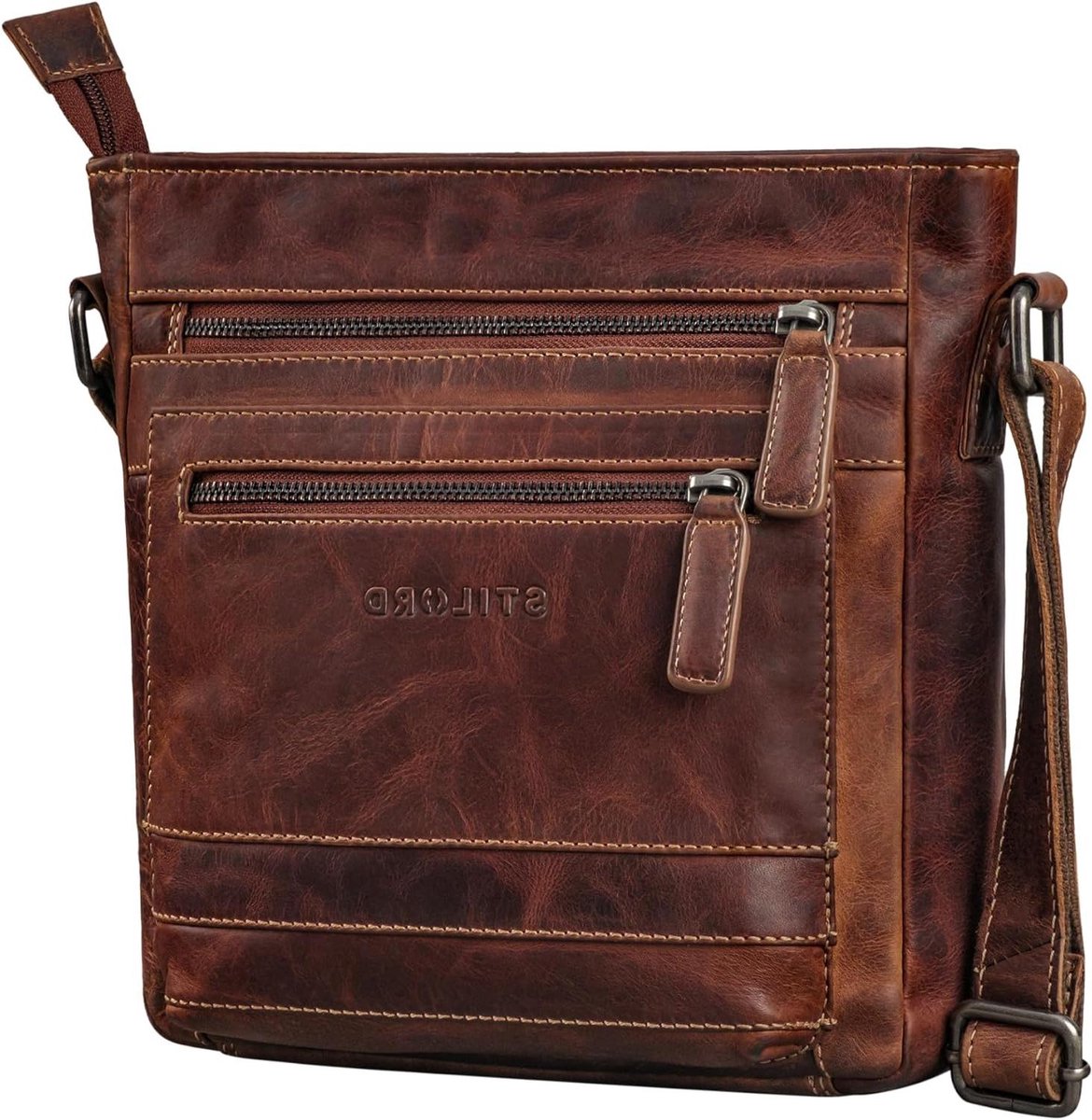 Leren Handtas - Schoudertas Dames - Dagelijks Gebruik - Echt Leer - 23x24 cm - Bruin