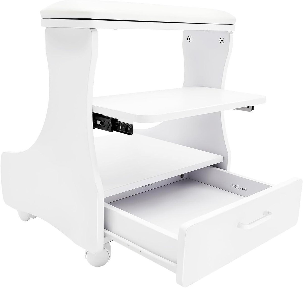 Voetsteun pedicure - Manicure tafel - Voetverzorging thuis - Met opberglade - 52 x 41 x 55 cm - Wit