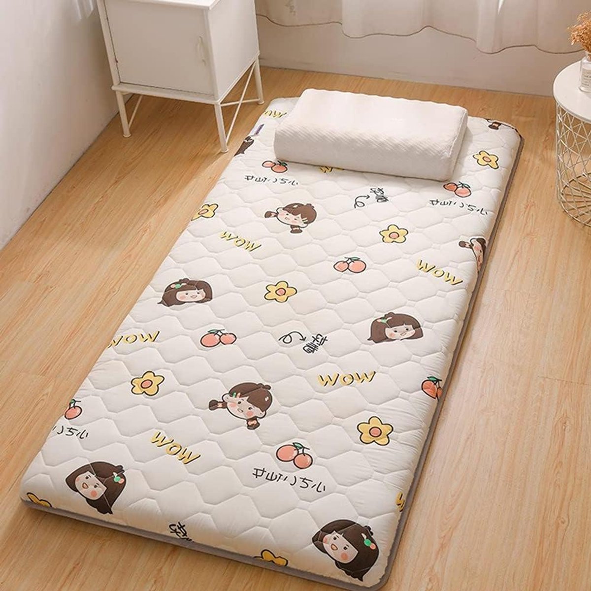 Japanse Vloermatras - Tatami Slaapmat - Comfortabel Slapen - Opvouwbaar Ontwerp - 100x200 cm - Geel