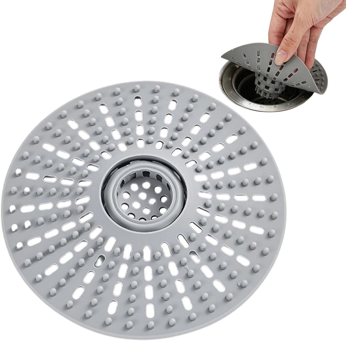 Haarvanger Badkuipafvoer - Haarfilter Afvoer - Voorkomt Verstoppingen - Universele Pasvorm - 13x2 cm - Grijs