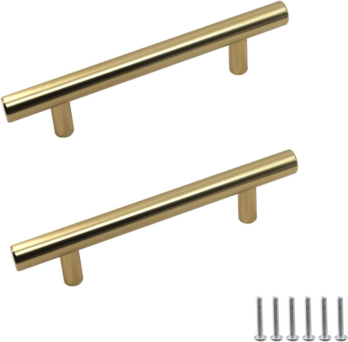 Langwerpige T-Bar Handgreep van Geborsteld Messing voor Keukenkasten en Laden - Stevige Aluminium Legering, 300mm, 2 Stuks