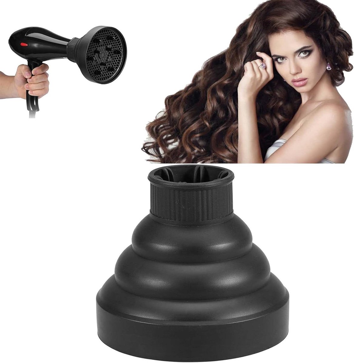 Diffuser Opzetstuk - Krulborstel voor Fohn Universeel - Multistyler - Haar volume