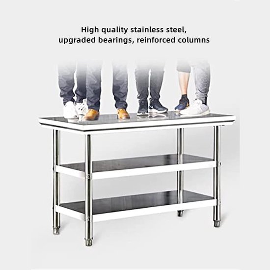 Werkbank RVS - Buitenkeuken Tafel - Voedselbereiding Buiten - Drielaags Opslagontwerp - 31x19x31 inch - Zilver — afbeelding 3