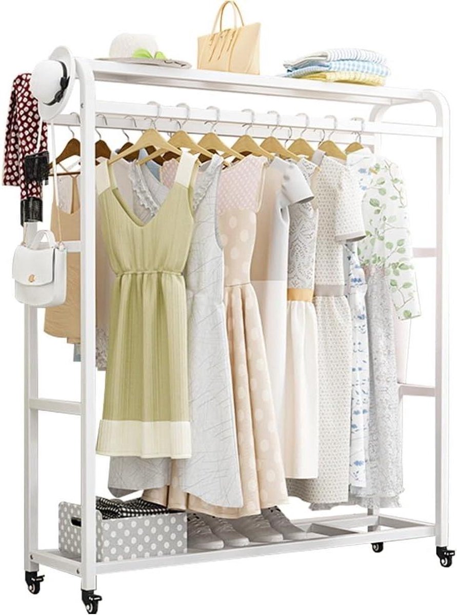 Mobiele Kapstok - Kledingrek Met Wielen - Kleding Opbergen - Grote Opslagruimte - 150x50x1