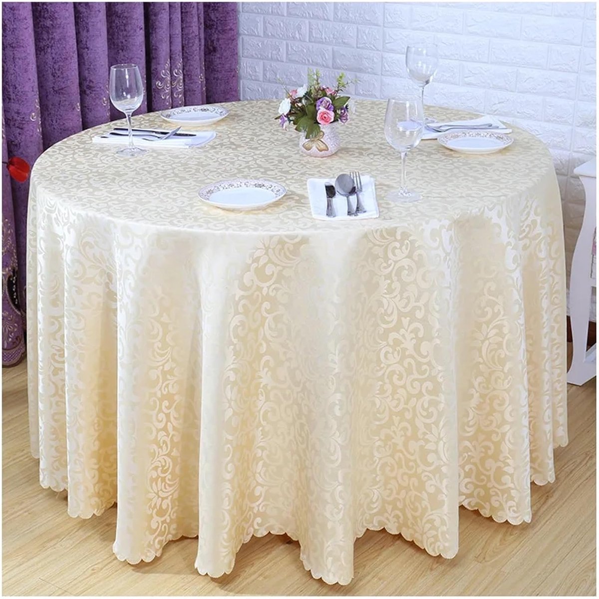 Tafelkleed - Jacquard Kleed - Feest Decoratie - Onderhoudsvriendelijk - 160 cm Rond - Rood