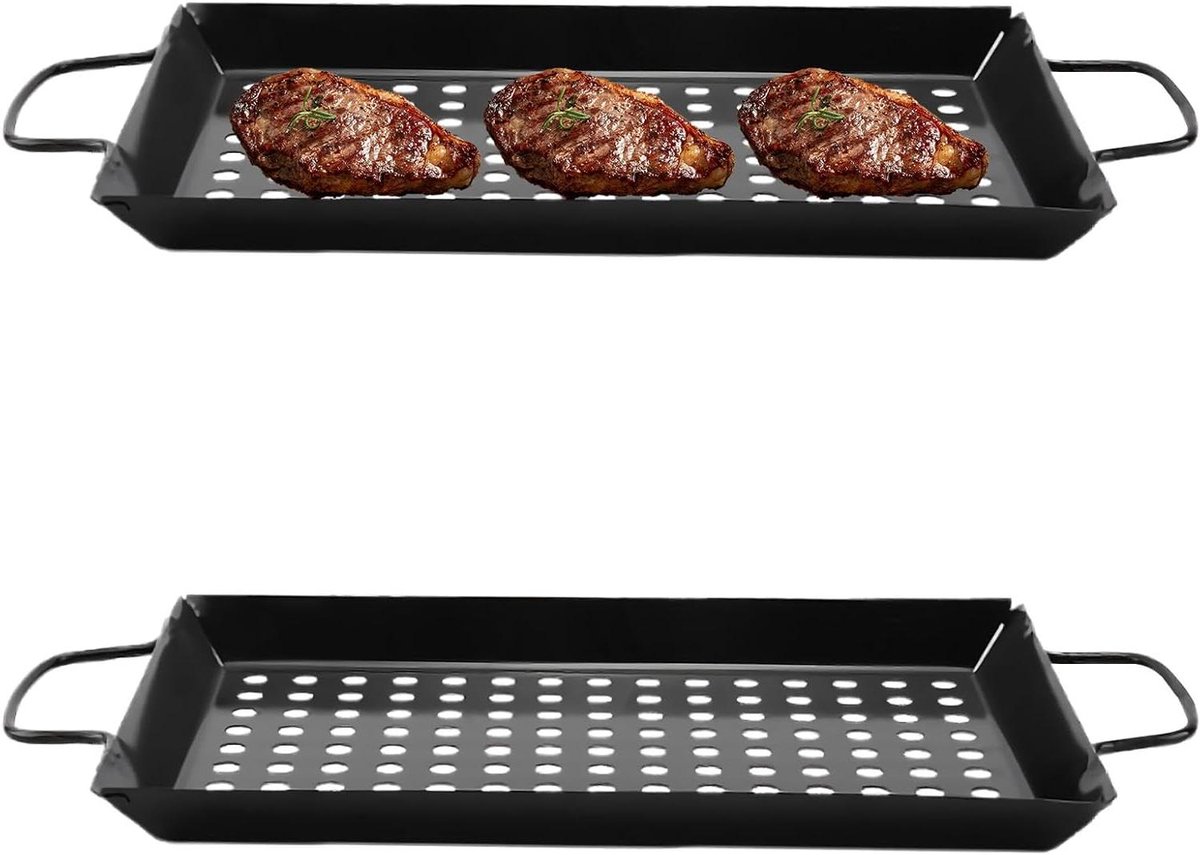 Grillmand - Groente Pan - Buiten Koken - Roestvrij Staal - Grote Capaciteit - Zilverkleurig