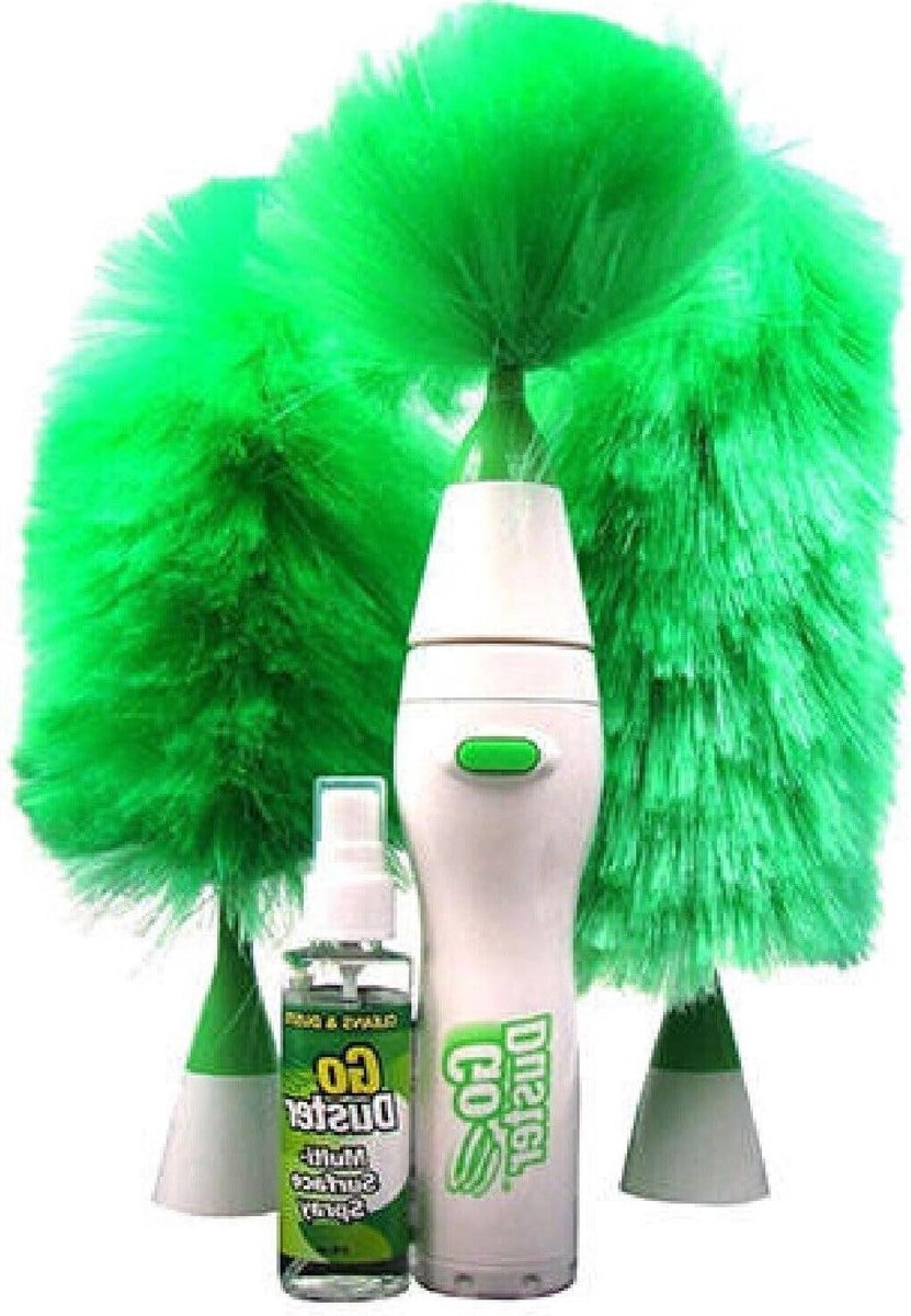 Draadloze Stofwisser - Elektrische Borstel - Stofvrij Maken - Drie Opzetstukken - Ergonomisch Handvat - Blauw Groen