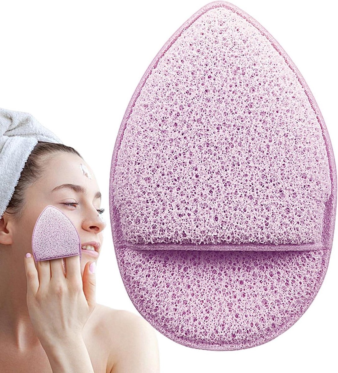 Gezichtsreinigingsspons - Gezichtssponzen Spa - Huid Reinigen - Natuurlijke Cellulose - Verdikt - Paars Roze