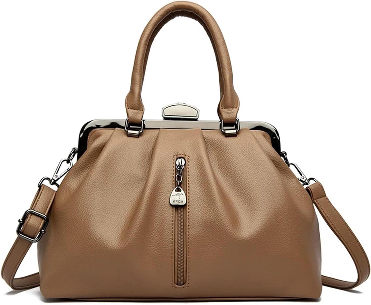 Leren Handtas - Schoudertas Dames - Dagelijks Gebruik - Veelzijdige Tas - 29x31cm - Effen