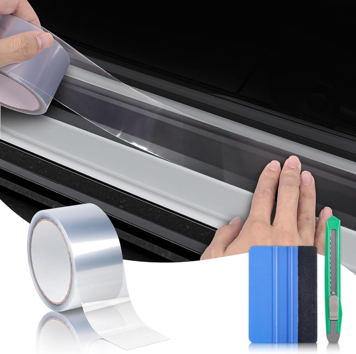 Transparante Zelfklevende Vinyl Tape voor Deurranden en Drempels - Bescherming voor Auto's en Schilderwerk, Geschikt voor Diverse Voertuigen