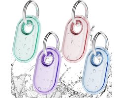 4 stuks voor Samsung Smart Tag 2 hoesje met sleutelhanger, volledig verpakte IPX8 waterdichte TPU hoes voor Galaxy SmartTag2, anti-kras beschermende houder voor rugzakken, auto, bagage, huisdieren