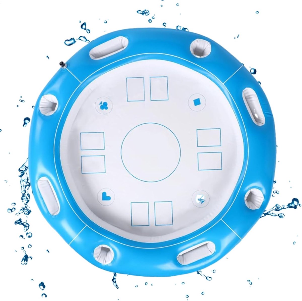 Ophlaasbaar Zwembadbed - Opblaasbare Zwembad Tafel – Drijvend Snack- en Dranktafel – Voor 4-6 Personen Waterspel – Luchtbed als Stoel, Matras & Zwemmat – Vouwbare waterdichte servicetafel voor tuin en zwembadgebruik