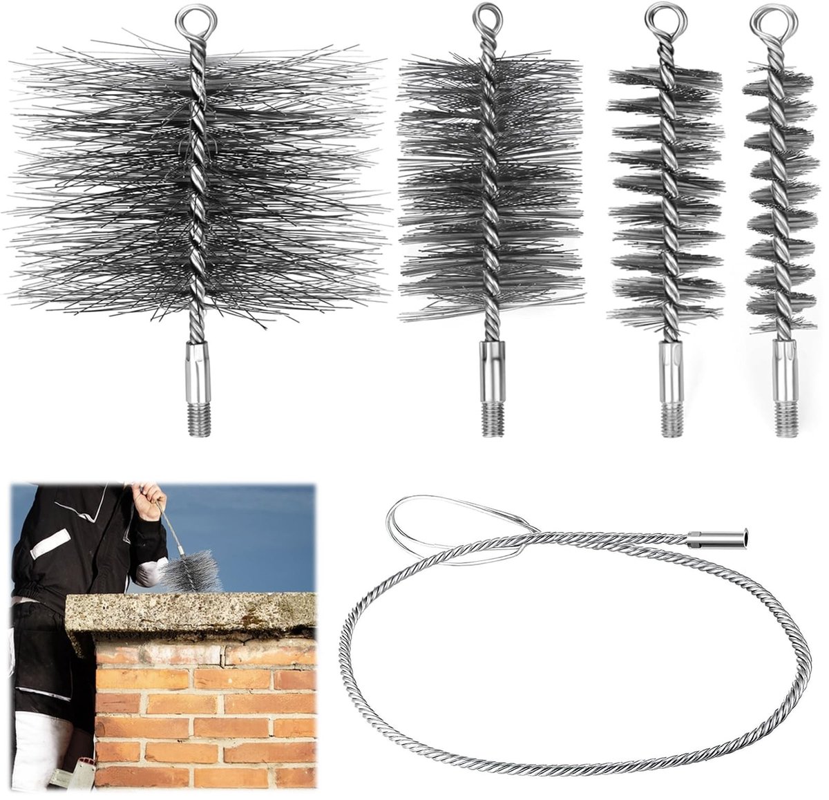 Cosensi - Dailygoods - 5-delige Schoorsteenvegersset met Duwstang