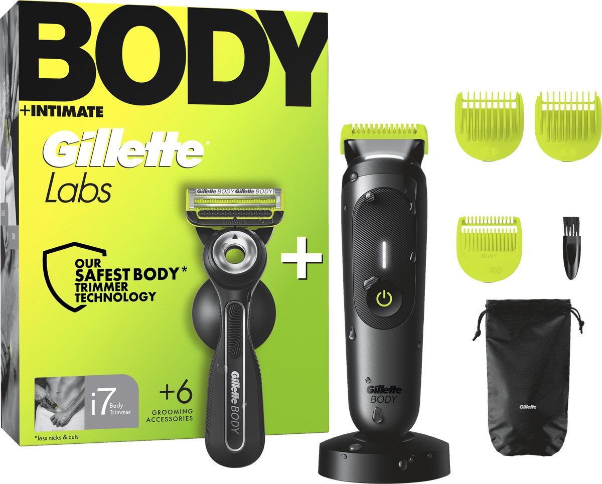 GilletteLabs Body + Intimate Verzorging Bundel, Body + Intimate i5 Body Trimmer en Scheerapparaat