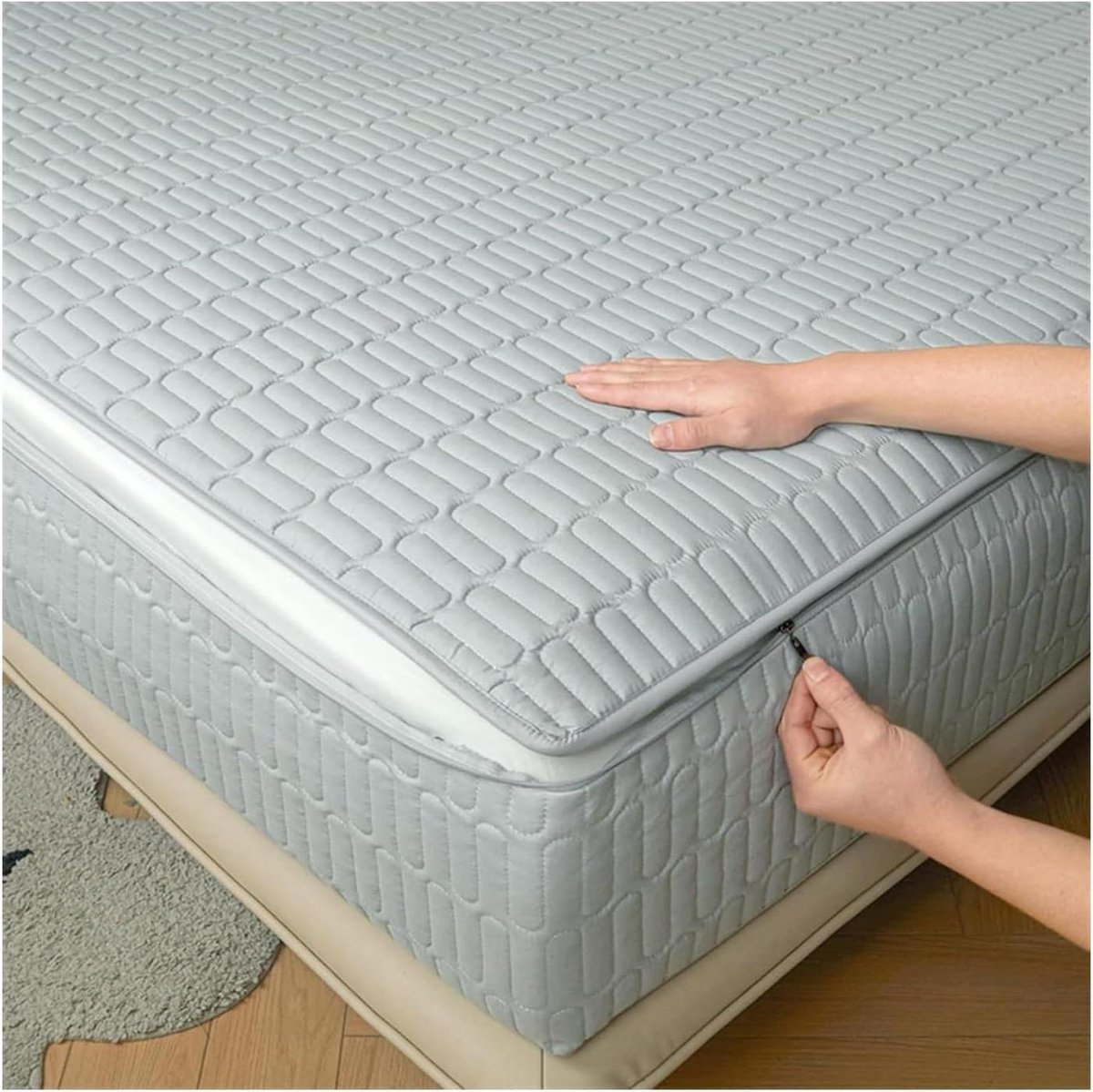 Matrasbeschermer - Matrashoes - Bed Beschermen - Ritssluiting - 90x200 cm - Lichtblauw