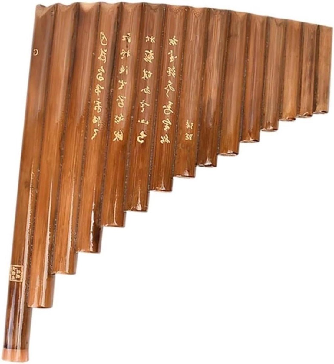 Panfluit - Houten Instrument - Muziek Leren - Handgemaakt Ontwerp - 18 Buis - Bruin