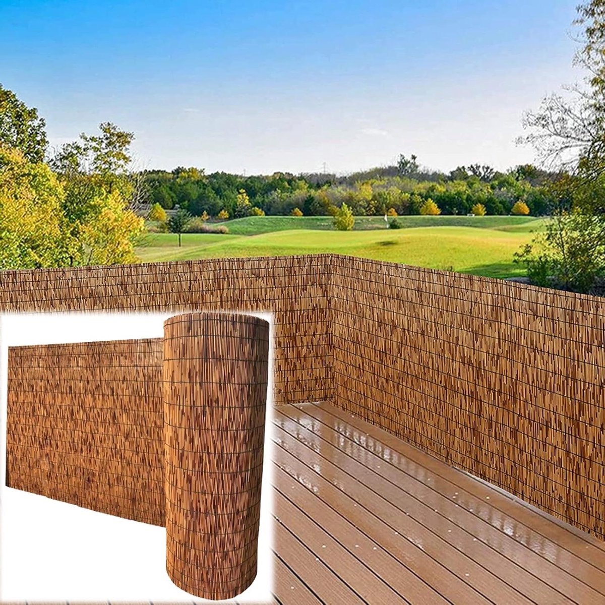 Bamboe Tuinhek - Rolhek Privacy - Balkon Afschermen - Natuurlijk Materiaal - 3.6 Meter Hoo