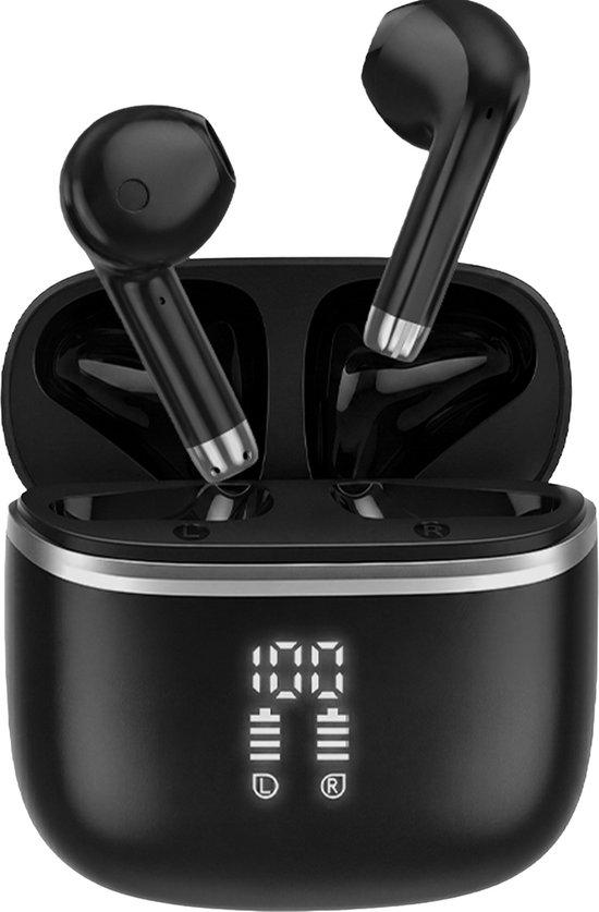 Golden Sound Oortjes draadloos - Draadloze oordopjes - Oortjes - Bluetooth oordopjes - 30 uur batterijduur - Sport oordopjes - Earpods - Led Display - Noise Cancelling - Zwart