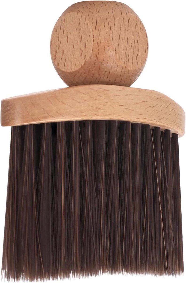 Nekstofborstel Kappers - Haarstofdoek Salon - Schoon Werkgebied - Zachte Vezels Houten Handvat - 13 x 11 x 5 cm