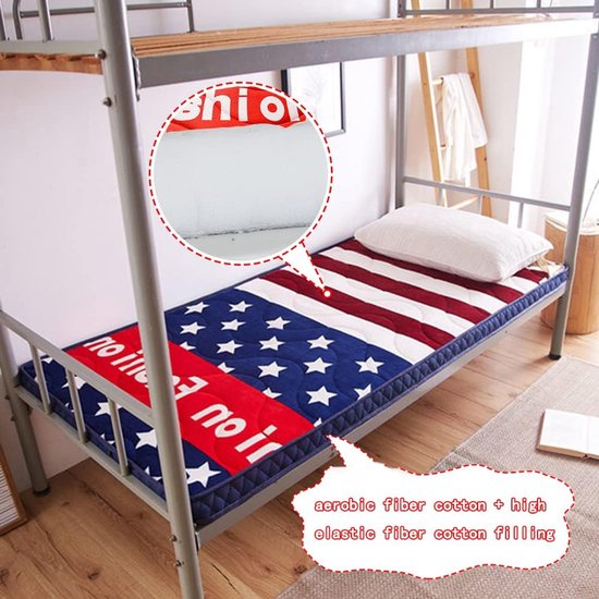 Vloermatras - Futon slaapmat - Comfortabel slapen - Warm en zacht - 90x200cm - Veelkleurig — afbeelding 3