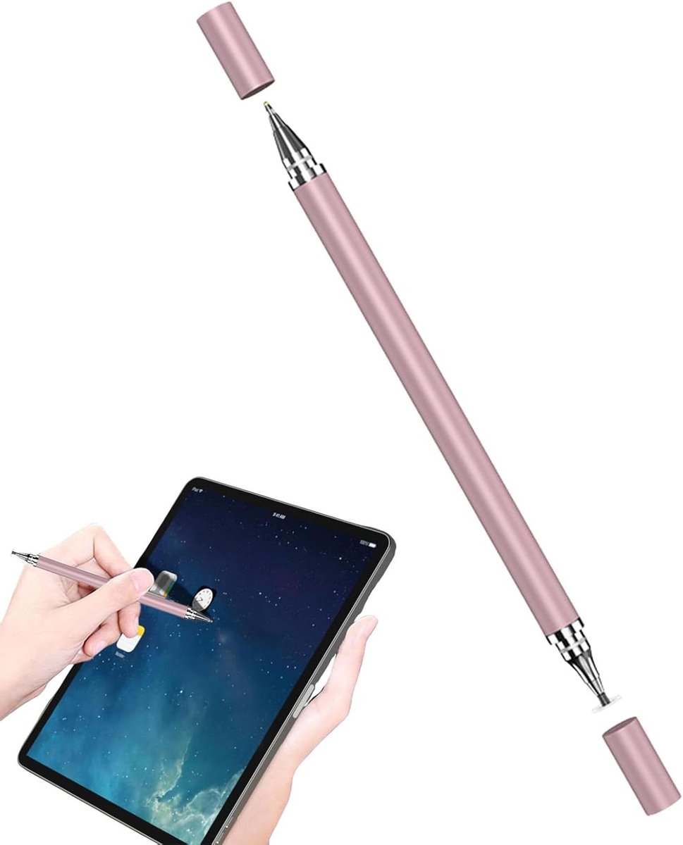 Touchscreen Pen - Digitale Pen - Digitaal Tekenen - Twee Punten Ontwerp - 14 cm - Rose Goud
