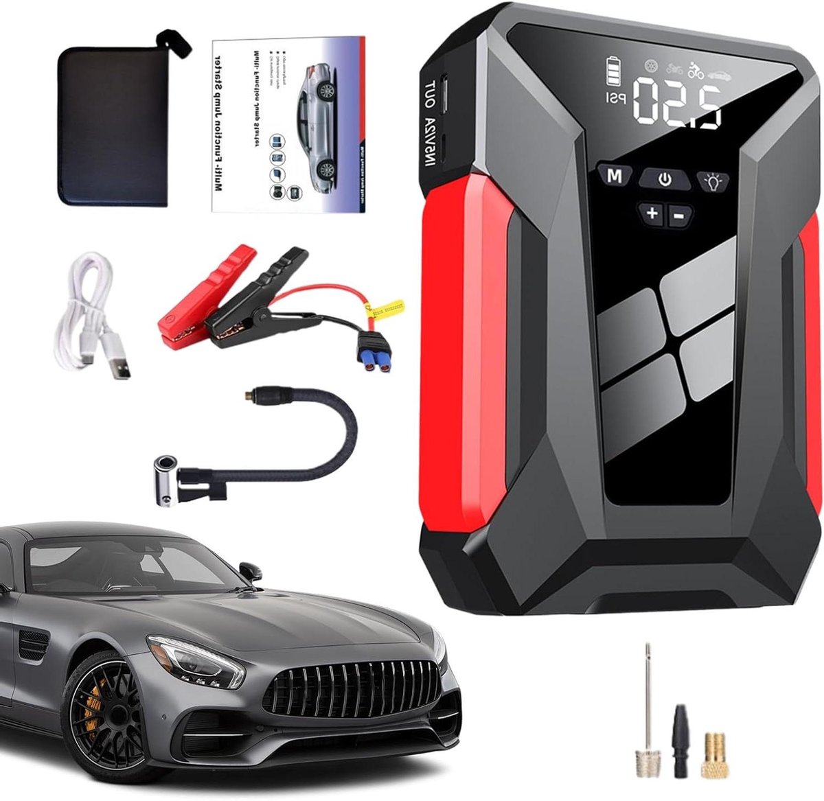 Draagbare Jump Starter - Accu Booster - Auto Starten - Multifunctioneel Gebruik - 20x13x5cm - Zwart